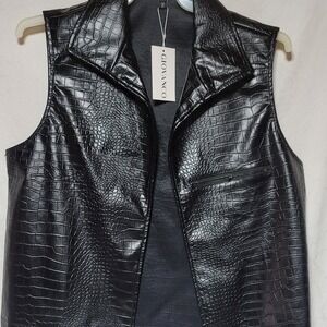 Black Crocodile-Patterned Women's Vest